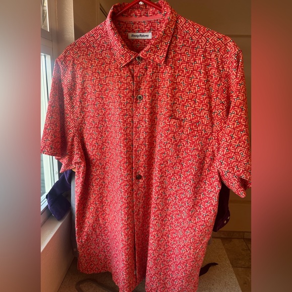 Tommy Bahama Other - Tommy Bahama Red and White Geometric Men's Shirt